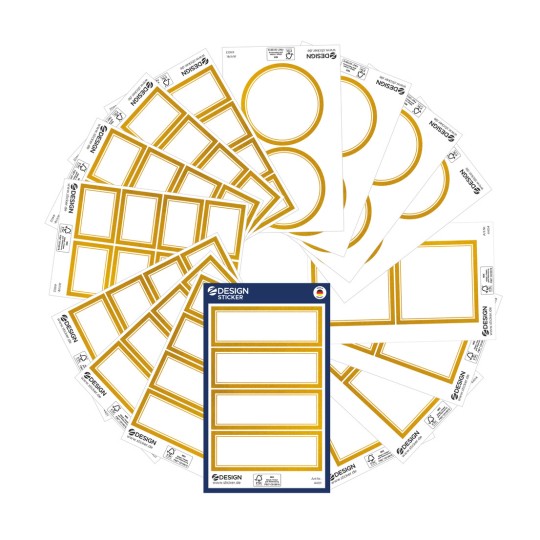 Opakowanie z arkuszem etykiet: Z-Design Zestaw Naklejek, Artykuł: 51058, Format: 130 x 185 x 5 mm Zawartość: 64 naklejki / 16 arkuszy, 4 naklejki/arkusz.
