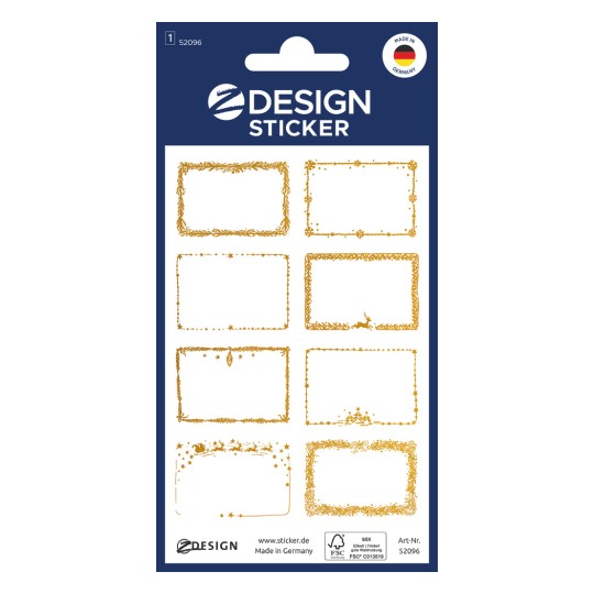 Opakowanie: Z-Design, artykuł: 52096, naklejki świąteczne, 52 x 33 mm, małe opakowanie, 8 naklejek / 1 arkusz