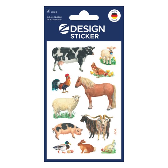 Opakowanie: Z-Design, Artykuł: 53720, Naklejki dla dzieci, 85 x 160 mm, Małe opakowanie, 33 naklejki / 3 arkusze.