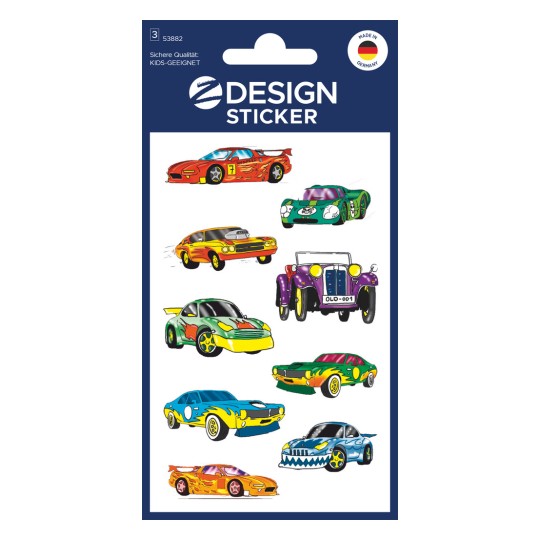 Ilustracja opakowania: Z-Design, Artykuł: 53882, Naklejki dla dzieci, 85 x 160 mm, Małe opakowanie, 27 naklejek / 3 arkusze