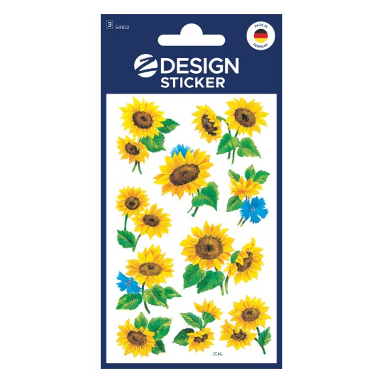 Obrazek na opakowaniu: Z-Design, artykuł: 54103, naklejki z kwiatami, 85 x 160 mm, małe opakowanie, 30 naklejek / 3 arkusze.