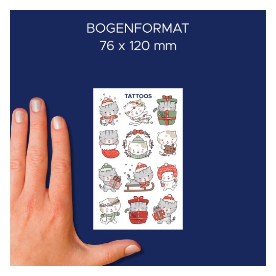 Porównanie wielkości z ręką, artykuł: 54154, jeden arkusz folii tatuażowej, format: 85 x 160 mm, kolor: kolorowy?
