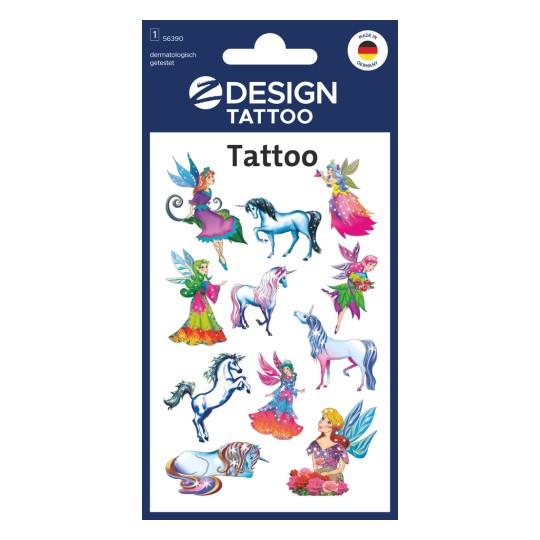 Opakowanie: Z-Design, Artykuł: 56390, Tatuaże dla dzieci, 85 x 160 mm, Małe opakowanie, 11 tatuaży / 1 arkusz