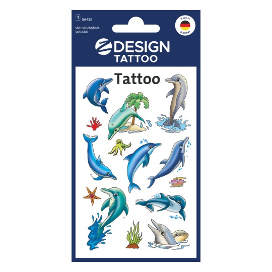 Opakowanie: Z-Design, Produkt: 56439, Tatuaże dla dzieci, 85 x 160 mm, Małe opakowanie, 9 tatuaży / 1 arkusz