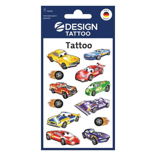 Opakowanie: Z-Design, Artykuł: 56685, Tatuaże dla dzieci, 85 x 160 mm, Małe opakowanie, 9 tatuaży / 1 arkusz.