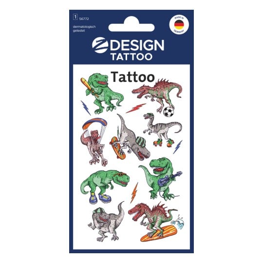 Opakowanie: Z-Design, artykuł: 56772, tatuaże dla dzieci, 85 x 160 mm, małe opakowanie, 9 tatuaży / 1 arkusz