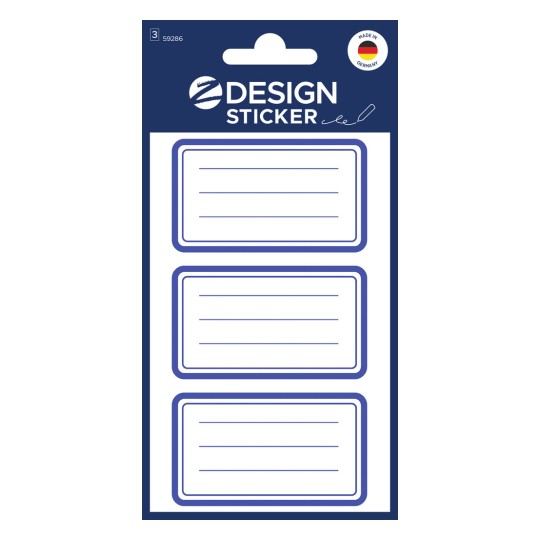 Opakowanie: Z-Design, Artykuł: 59286, Etykiety na książki, 85 x 160 mm, Małe opakowanie, 9 etykiet / 3 arkusze.