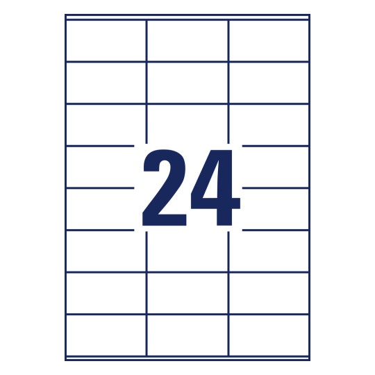 Rysunek wykrojnika pojedyncza karta A4, Artykuł: 6122, Etykiety, Biuro domowe, Małe opakowanie, Format: 70 x 36 mm, 24 etykiety/arkusz?