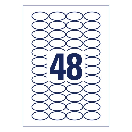 Rysunek wykroju pojedynczy arkusz A4, artykuł: 6241-10, owalne etykiety, format: 40 x 20 mm, 48 etykiet/arkusz?