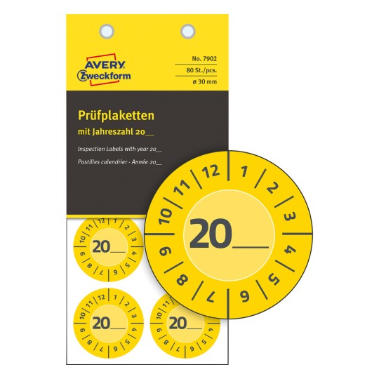 Ilustracja arkusz pojedynczy, artykuł: 7902, naklejki kontrolne, format: ⌀ 30 mm, 8 naklejek kontrolnych/arkusz.