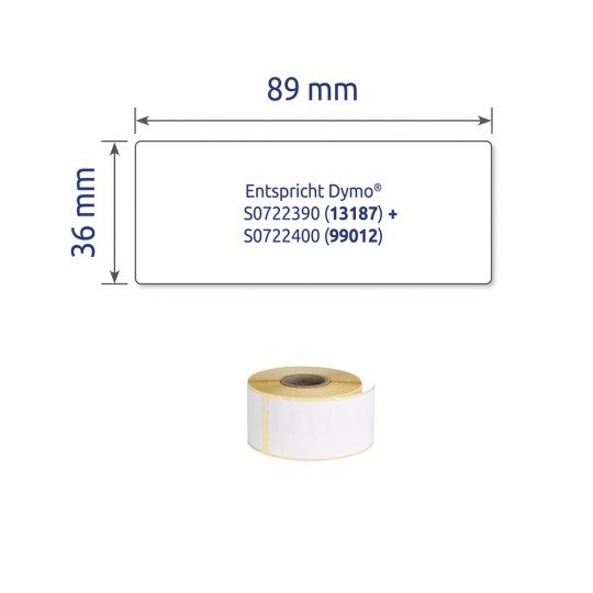 Pojedynczy obraz etykiety, Artykuł: AS0722390, Etykiety na rolkach, Format: 36 x 89 mm, 260 etykiet/rolka?