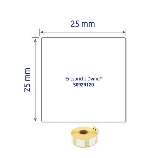 Pojedynczy obraz etykiety, Artykuł: AS0929120, Etykiety na rolce, Format: 25 x 25 mm, 1.000 etykiet/rolka.