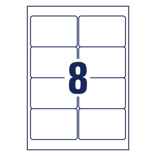 Rysunek wykroju pojedynczego arkusza A4, artykuł: L4745REV-25, uniwersalne etykiety, usuwalne, format: 96 x 63,5 mm, 8 etykiet/arkusz.