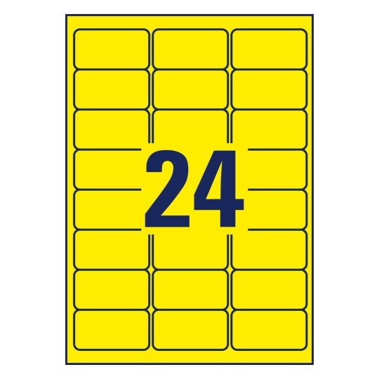 Rysunek wykrojnika pojedynczego arkusza A4, Artykuł: L6035-20, Kolorowe etykiety, odklejane, Format: 63,5 x 33,9 mm, 24 etykiety/arkusz