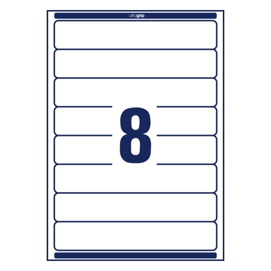 Rysunek wycinania pojedynczego arkusza A4, Artykuł: L6060-100, Etykiety na segregator, Format: 34 x 192 mm, 8 etykiet/arkusz?