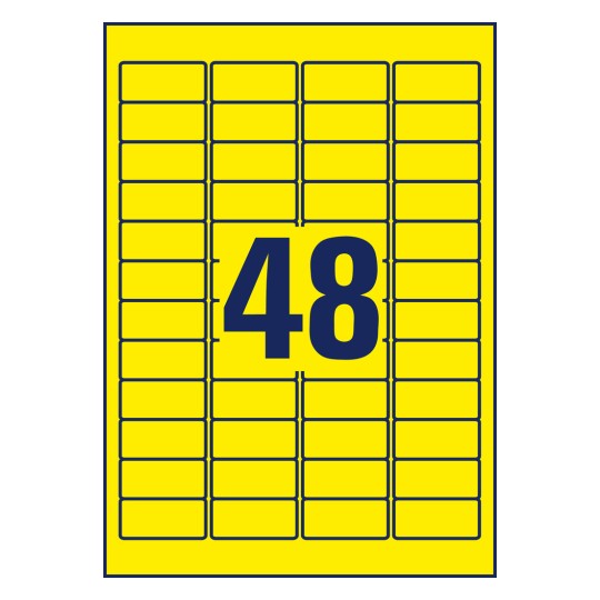 Rysunek wykroju Pojedynczy arkusz A4, Artykuł: L6103-20, Etykiety foliowe odporne na warunki atmosferyczne, Format: 45,7 x 21,2 mm, 48 etykiet/arkusz.