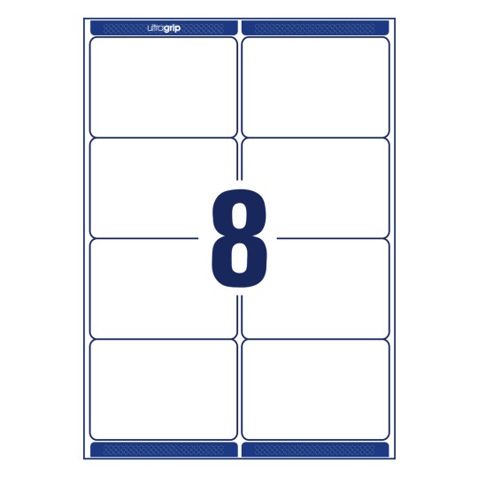 Rysunek sztancowania pojedynczego arkusza A4, artykuł: L7165-40, etykiety wysyłkowe, format: 99,1 x 67,7 mm, 8 etykiet/arkusz.