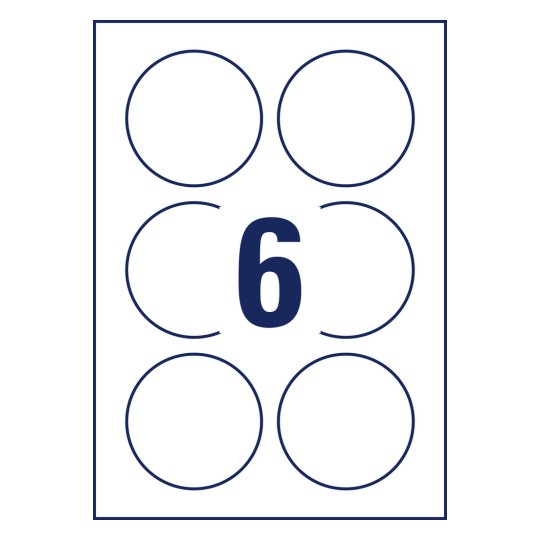 Rysunek sztancowania pojedynczego arkusza A4, Artykuł: L7788-25, Przezroczyste etykiety, Format: ⌀ 80 mm, 6 etykiet/arkusz?