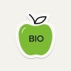 Naklejka o kształcie jabłka z napisem Bio