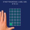 Porównanie wielkości z ręką, artykuł: 3006, jeden arkusz punktów oznaczeniowych, format: ⌀ 18 mm, kolor: zielony.