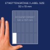 Porównanie wielkości z ręką, artykuł: 3327, arkusz etykiet uniwersalnych, format: 50 x 19 mm, kolor: biały.