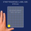 Porównanie rozmiarów z dłonią, artykuł: 3377, arkusz punktów oznaczenia, format: ⌀ 18 mm, kolor: żółty.
