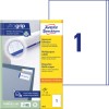 Opakowanie z arkuszem etykiet: Avery Zweckform Uniwersalne Etykiety, Artykuł: 3418, Format: 200 x 297 mm, Przeznaczenie do druku: Inkjet, drukarki laserowe czarno-białe, kolorowe drukarki laserowe, Zawartość: 100 etykiet / 100 arkuszy, 1 etykieta/arkusz?