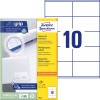Opakowanie z arkuszem etykiet: Avery Zweckform Uniwersalne Etykiety, artykuł: 3425, format: 105 x 57 mm, odpowiednie do druku: Inkjet, Laser czarno-biały, kolorowy laser, zawartość: 1 000 etykiet / 100 arkuszy, 10 etykiet/arkusz?