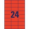 Rysunek wykroju pojedynczy arkusz A4, artykuł: 3448, kolorowe etykiety, format: 70 x 37 mm, 24 etykiety/arkusz.