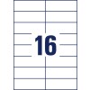Rysunek wycinanki pojedynczego arkusza A4, Artykuł: 3484-200, Uniwersalne etykiety, Format: 105 x 37 mm, 16 etykiet/arkusz.
