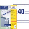 Zdj�cie opakowania z arkuszem etykiet: Avery Zweckform Uniwersalne Etykiety, Artyku�: 3651-200, Format: 52,5 x 29,7 mm, Nadaje si� do druku: atramentowego, laserowego czarno-bia�ego, kolorowego, Zawarto��: 8.800 etykiet / 220 arkuszy, 40 etykiet/arkusz?