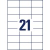 Rysunek sztancowania pojedynczy arkusz A4, artykuł: 3652-10, etykiety, biuro domowe, małe opakowanie, format: 70 x 42,3 mm, 21 etykiet/arkusz.