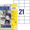 Opakowanie z arkuszem etykiet: Etykiety Avery Zweckform, Home Office, małe opakowanie, artykuł: 3652-10, format: 70 x 42,3 mm, odpowiednie do drukarek: atramentowych, laserowych czarno-białych, kolorowych laserowych, zawartość: 210 etykiet / 10 arkuszy, 21 etykiet/arkusz.