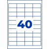 Stanzowanie na pojedynczym arkuszu A4, Artykuł: 3657, Uniwersalne etykiety, Format: 48,5 x 25,4 mm, 40 etykiet/arkusz.
