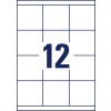 Rysunek sztancowania, pojedynczy arkusz A4, Artykuł: 3661, Etykiety uniwersalne, Format: 70 x 67,7 mm, 12 etykiet/arkusz.