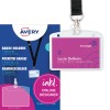 Opakowanie z arkuszem kart: Avery Zweckform kieszonki na identyfikatory z smyczą, artykuł: 4825, format: 90 x 60 mm, odpowiednie do druku: inkjet, kolorowe laserowe, czarno-białe laserowe, kopiarki, zawartość: 10 identyfikatorów / 16 wkładek / 2 arkusze.