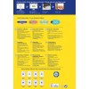 Infografika o projektowaniu i drukowaniu etykiet, przedstawiająca różne rodzaje etykiet usuwalnych w wielu językach, wraz z przykładami szablonów i danymi kontaktowymi.