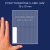 Porównanie rozmiarów z ręką, artykuł: 51066, arkusz etykiet z imieniem, format: 76 x 19 mm, kolor: biały.