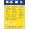 Obraz jest grafiką informacyjną o produktach do drukowania etykiet firmy Avery, zawierającą instrukcje w różnych językach, specyfikacje produktów oraz wskazówki dotyczące projektowania w celu efektywnego drukowania etykiet.