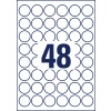Rysunek wykrojnika pojedynczego arkusza A4, Artykuł: 6223-10, Okrągłe etykiety, Format: ⌀ 30 mm, 48 etykiet/arkusz.