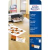 Opakowanie: Avery Zweckform Wizytówki stołowe, Artykuł: C32253-25, Format: 110 x 40 mm, Przeznaczenie: Inkjet, kolorowy laser, czarno-biały laser, kserokopiarka, Zawartość: 100 kart / 25 arkuszy, 4 karty/arkusz