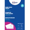 Opakowanie wkładek do identyfikatorów imiennych Avery z niebieskim tłem i szczegółami produktu?