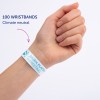 Obraz przedstawia dłoń osoby noszącą opaskę, na której widnieje napis „100 WRISTBANDS Climate neutral” oraz „JULIEN PLATTER MARKETING”.