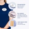 Obraz przedstawia identyfikatory na koszuli, podkreślając cechy samoprzylepnych identyfikatorów firmy Avery oraz produkty, w tym opcje personalizacji.