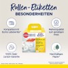 Obraz przedstawia opakowanie rolki etykiet Avery Zweckform, podkreślając jego kompatybilność z Dymo LabelWriter, zapewnienia jakości, gwarancję zwrotu pieniędzy oraz zrównoważone źródło papieru.