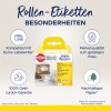 Obraz przedstawia opakowanie etykiet na rolce od Avery Zweckform, podkreślając kompatybilność z Dymo LabelWriter, gwarancję zwrotu pieniędzy, jakość marki w przystępnej cenie oraz użycie zrównoważonego papieru.