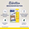 Obraz przedstawia opakowanie etykiet Avery Zweckform ultra grip, zawierające informacje o łatwym projektowaniu, drukowaniu bez zacięć, zrównoważonym papierze oraz że zostały wyprodukowane w Niemczech.