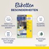 Obraz przedstawia opakowanie etykiet adresowych Avery przeznaczonych do użytku biurowego i domowego, z różnymi wyróżnieniami, takimi jak łatwy projekt z kreatorem etykiet, funkcja QuickPEEL oraz papier zrównoważony środowiskowo. Podkreśla kompatybilność ze wszystkimi drukarkami.
