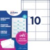 Opakowanie z arkuszem etykiet: Avery Zweckform, artykuł: L4727-20, wsuwane etykiety, format: 54 x 90 mm, odpowiednie do drukarek: Inkjet, kolorowe lasery, czarno-białe lasery, kopiarki, zawartość: 200 wsuwanych etykiet / 20 arkuszy, 10 kart/arkusz.