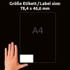 Porównanie wielkości z ręką, artykuł: L4742REV-25, arkusz etykiet dla kaset wideo VHS, format: 78,7 x 46,6 mm, kolor: biały.